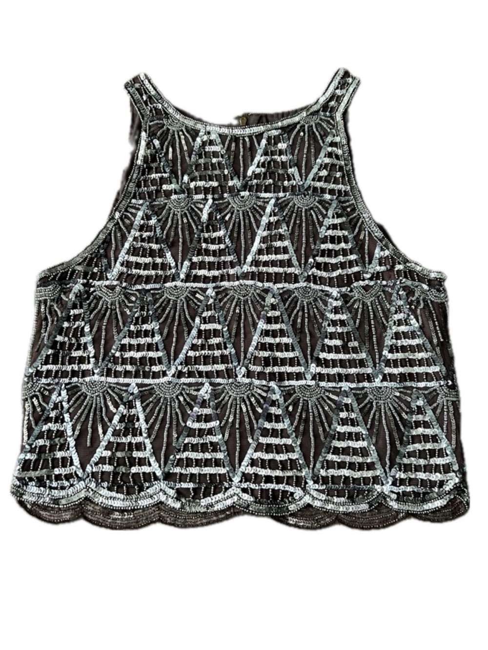 W118 by Walter Baker NWT Sequin Full Zip Sparkly Scallop Bottom Charlotte Top